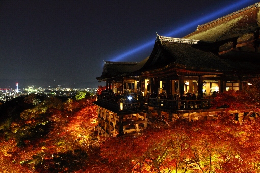 外国人　観光　おすすめ　京都　清水寺　ライトアップ